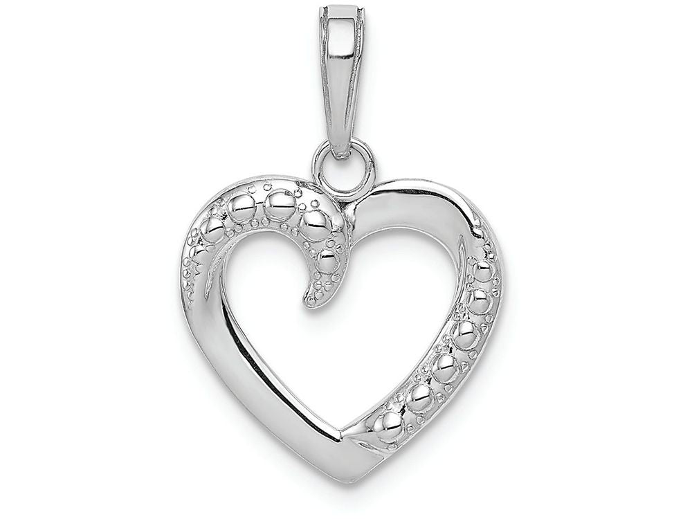 FJC Finejewelers 14k White Gold White Heart with Beaded Accent Charm
