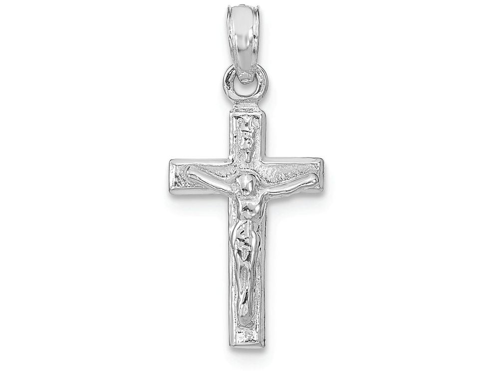FJC Finejewelers 14k White Gold Small Crucifix Block Cross Charm