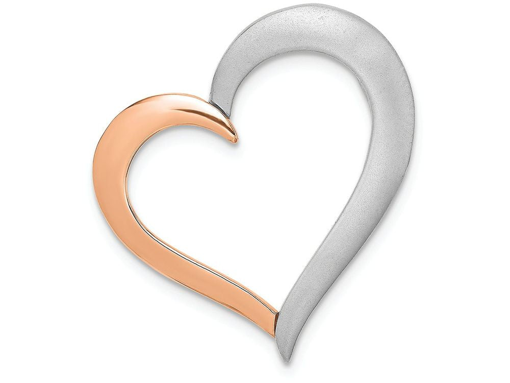 FJC Finejewelers 14k White with Rose Gold 3d Tilted Heart with Hidden Bail - Charm