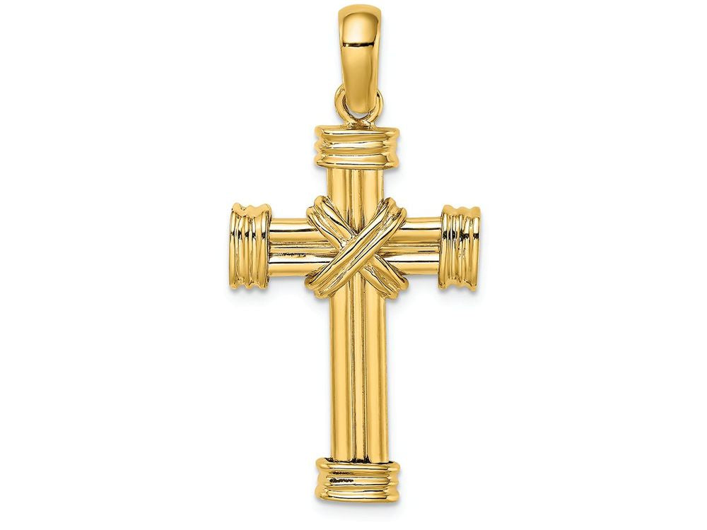 FJC Finejewelers 14k Yellow Gold Cross with Double "x" Center Triple Charm