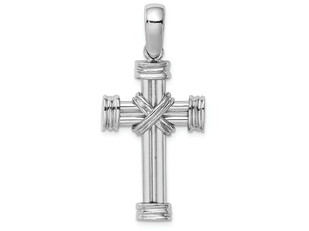 FJC Finejewelers 14k White Gold Cross with Double "x" Center Triple Charm