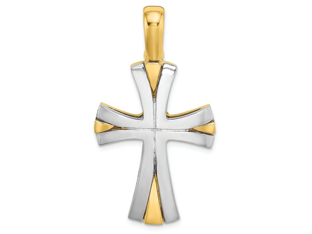 FJC Finejewelers 14k White Cross with Yellow Triangle Tips Charm