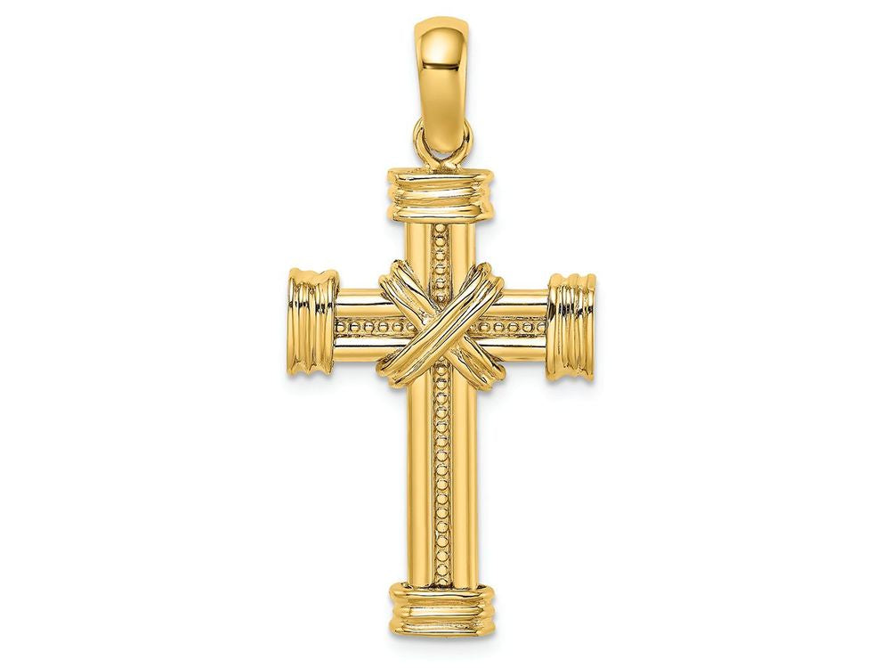 FJC Finejewelers 14k Yellow Gold Cross with Double "x" Center Triple Charm