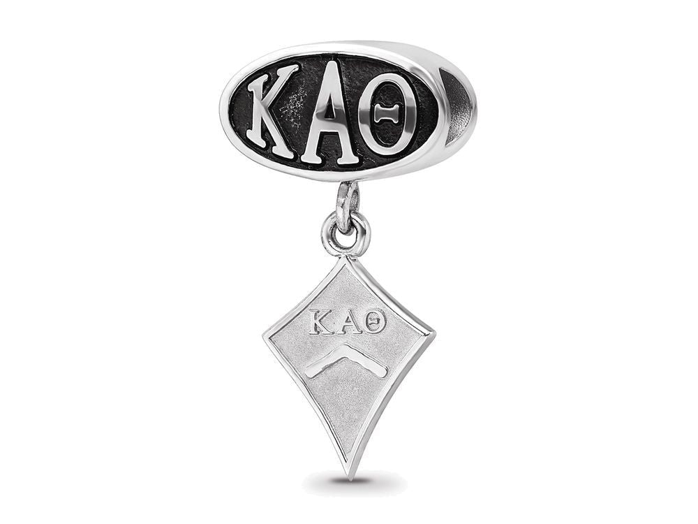 LogoArt Sterling Silver Kappa Alpha Theta Oval Bead Charm Kite Dangle Bead Charm