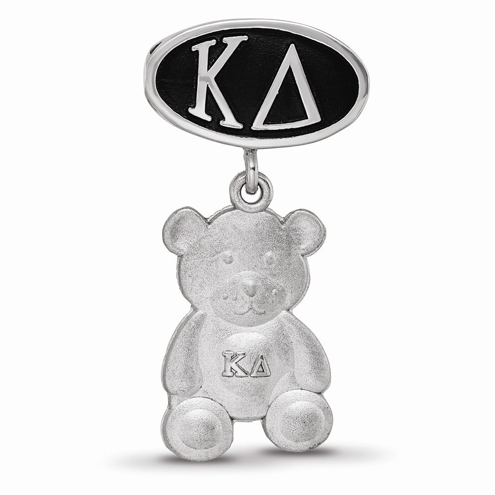 LogoArt Sterling Silver Kappa Delta Oval Bead Charm With Teddy Bear Dangle Bead Charm