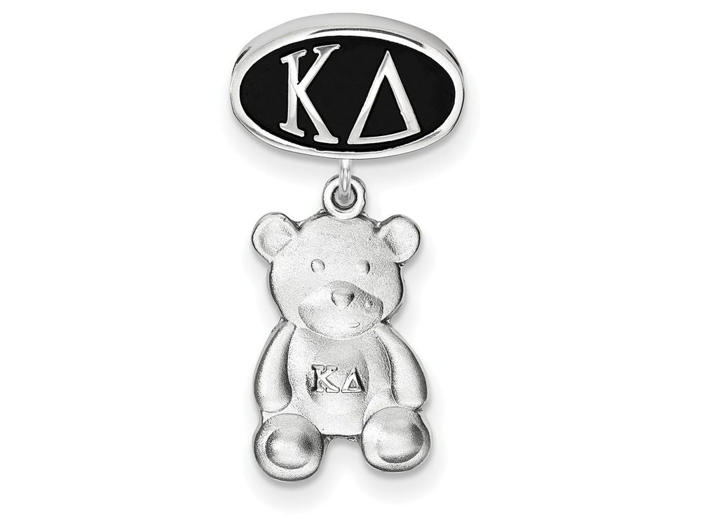 LogoArt Sterling Silver Kappa Delta Oval Bead Charm With Teddy Bear Dangle Bead Charm