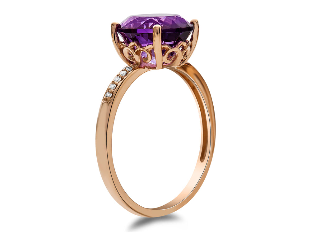 LALI Classics 14k Rose Gold Amethyst Oval Ring