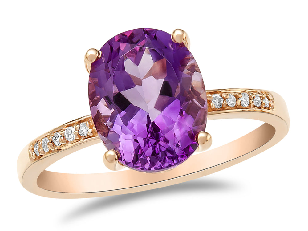 LALI Classics 14k Rose Gold Amethyst Oval Ring