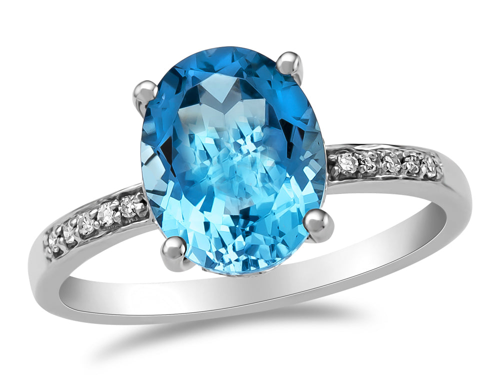 LALI Classics 14k White Gold Swiss Blue Topaz Oval Ring