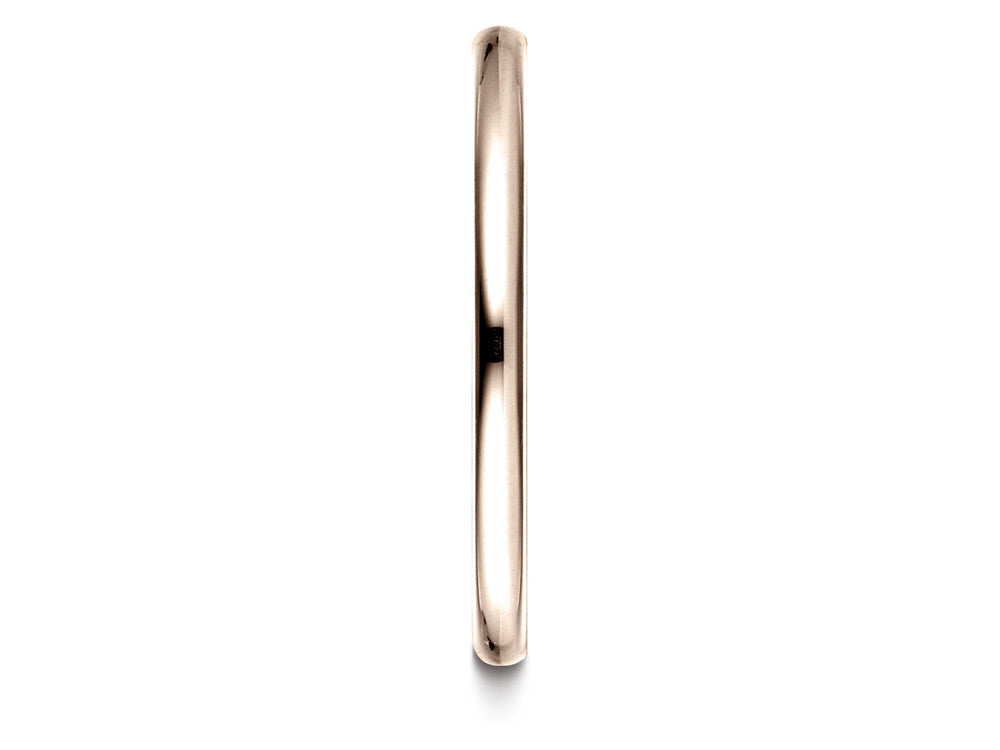 Benchmark 14k Rose Gold 2mm Slightly Domed Standard Comfort-fit Wedding Band / Ring