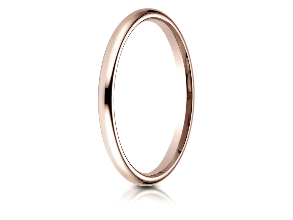 Benchmark 14k Rose Gold 2mm Slightly Domed Standard Comfort-fit Wedding Band / Ring