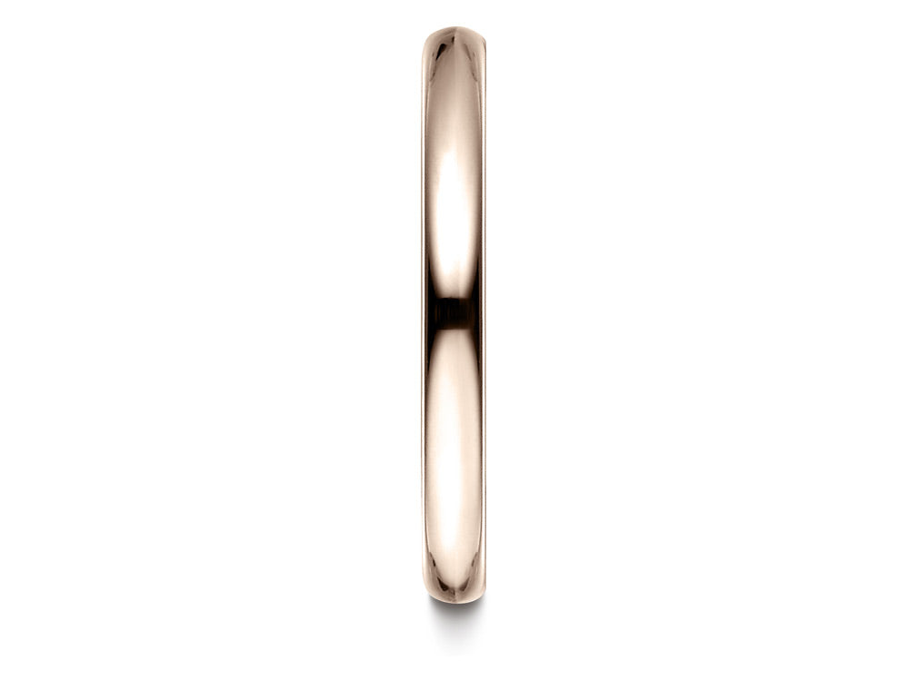 Benchmark 14k Rose Gold 2.5mm Slightly Domed Standard Comfort-fit Wedding Band / Ring