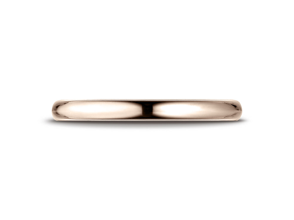 Benchmark 14k Rose Gold 2.5mm Slightly Domed Standard Comfort-fit Wedding Band / Ring