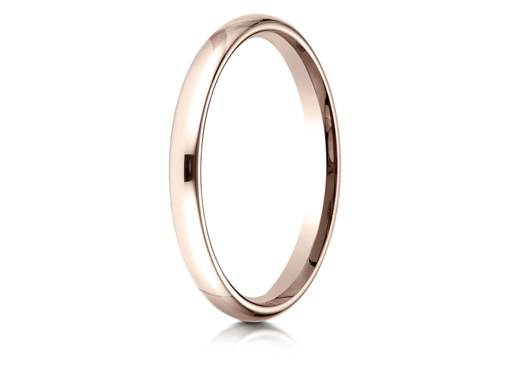 Benchmark 14k Rose Gold 2.5mm Slightly Domed Standard Comfort-fit Wedding Band / Ring