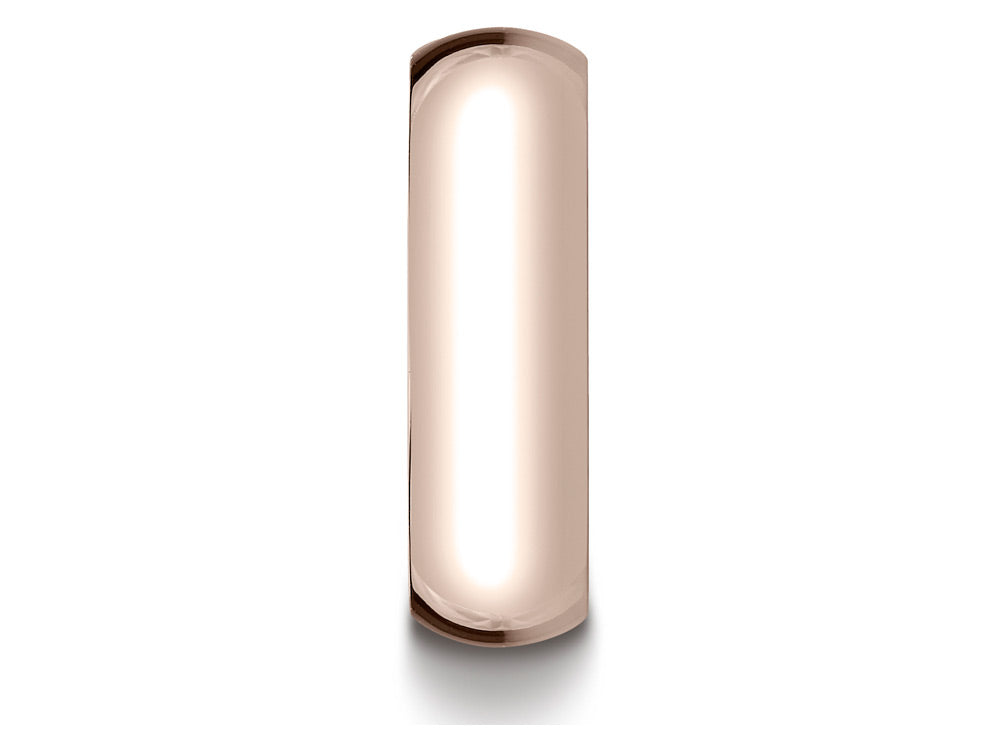 Benchmark 14k Rose Gold 7mm Slightly Domed Standard Comfort-fit Wedding Band / Ring
