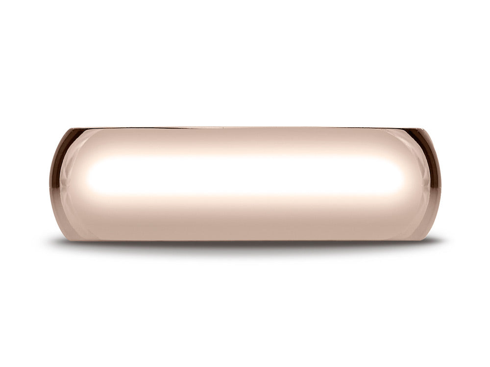 Benchmark 14k Rose Gold 7mm Slightly Domed Standard Comfort-fit Wedding Band / Ring