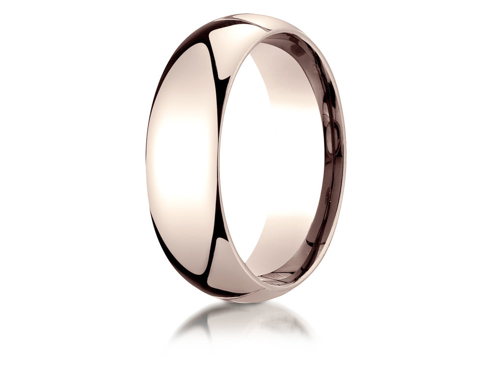 Benchmark 14k Rose Gold 7mm Slightly Domed Standard Comfort-fit Wedding Band / Ring