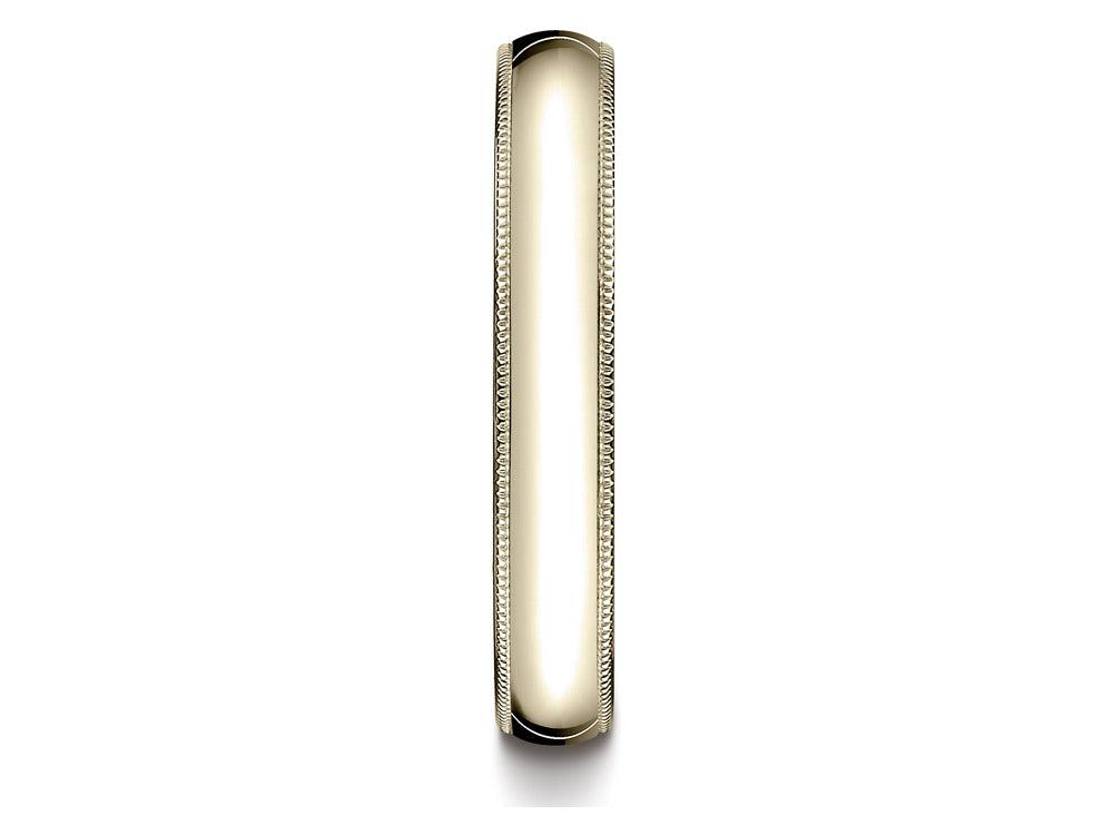 Benchmark 10k Gold 4mm Slightly Domed Standard Comfort-fit Ring With Milgrain