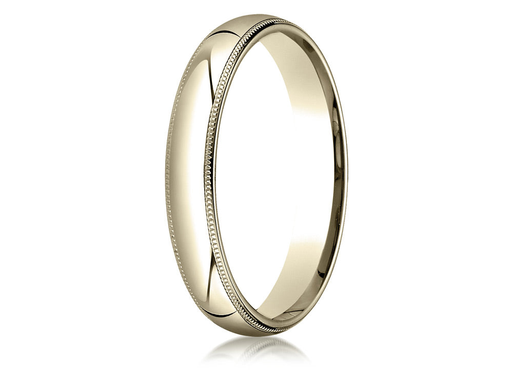 Benchmark 10k Gold 4mm Slightly Domed Standard Comfort-fit Ring With Milgrain