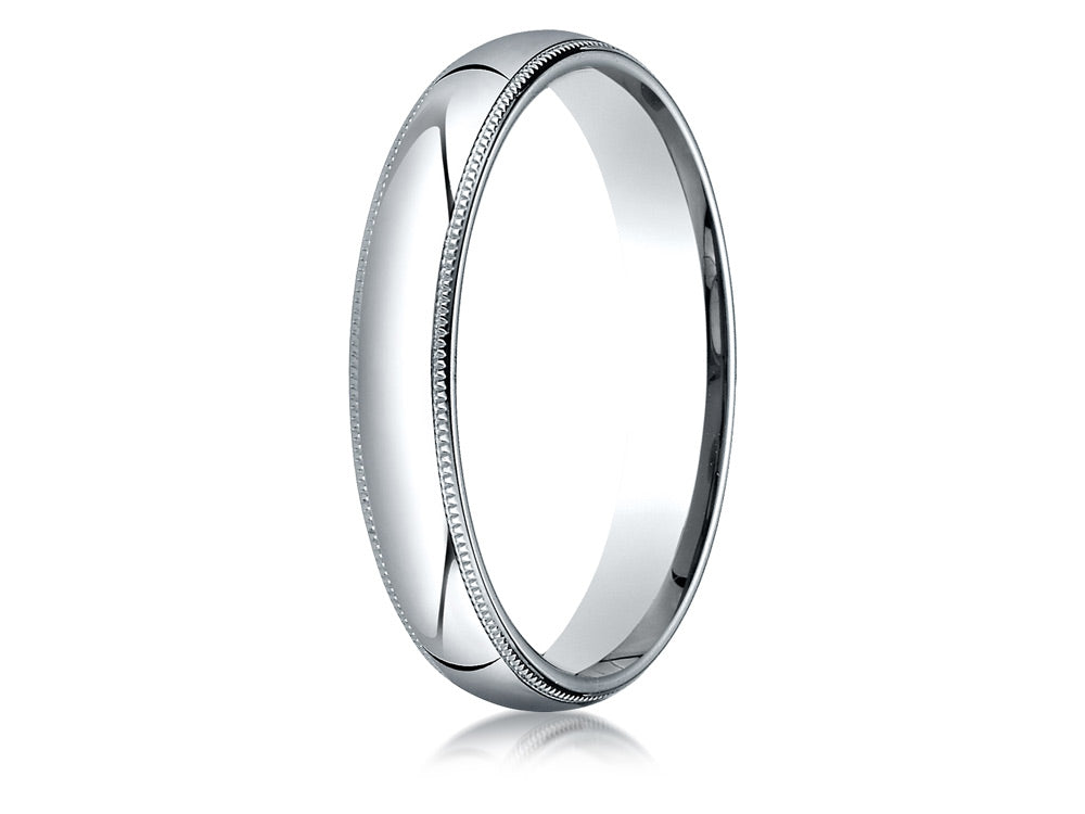 Benchmark 18k Gold 4mm Slightly Domed Standard Comfort-fit Ring With Milgrain