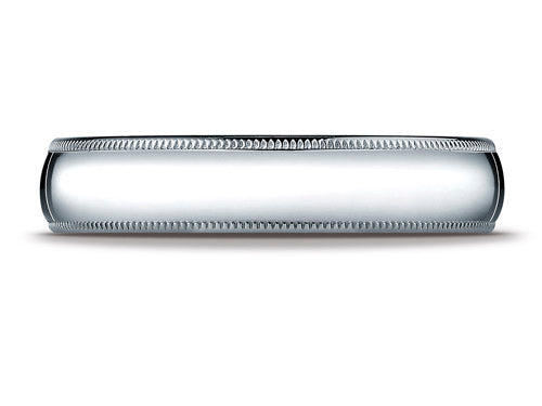 Benchmark 18k White Gold 5mm Slightly Domed Standard Comfort-fit Ring With Milgrain