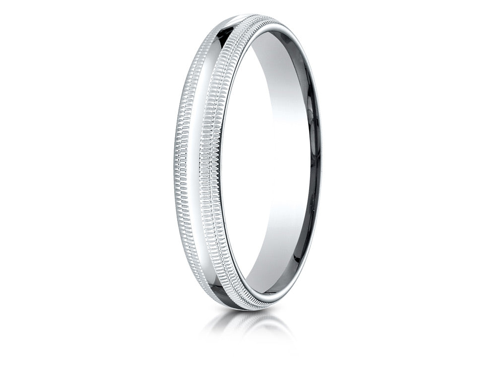 Benchmark 10k Gold 4mm Slightly Domed Standard Comfort-fit Wedding Band / Ring With Double Milgrain