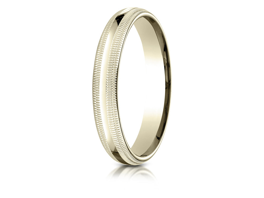 Benchmark 18k Gold 4mm Slightly Domed Standard Comfort-fit Wedding Band / Ring With Double Milgrain