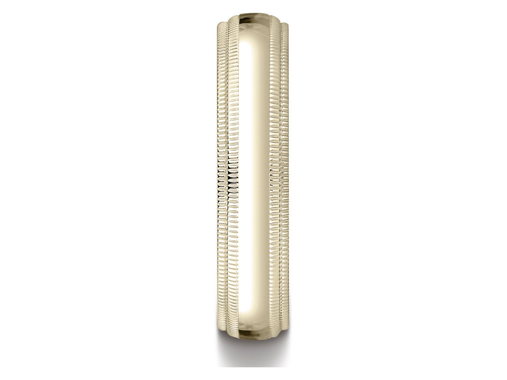 Benchmark 18k Gold 5mm Slightly Domed Standard Comfort-fit Wedding Band / Ring With Double Milgrain