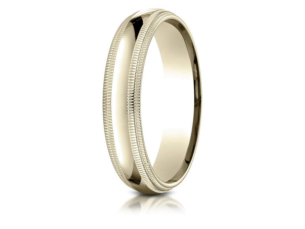 Benchmark 18k Gold 5mm Slightly Domed Standard Comfort-fit Wedding Band / Ring With Double Milgrain