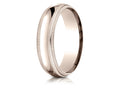 Benchmark 14k Rose Gold 6mm Slightly Domed Standard Comfort-fit Wedding Band / Ring With Double Milgrain