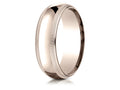 Benchmark 14k Rose Gold 7mm Slightly Domed Standard Comfort-fit Wedding Band / Ring With Double Milgrain