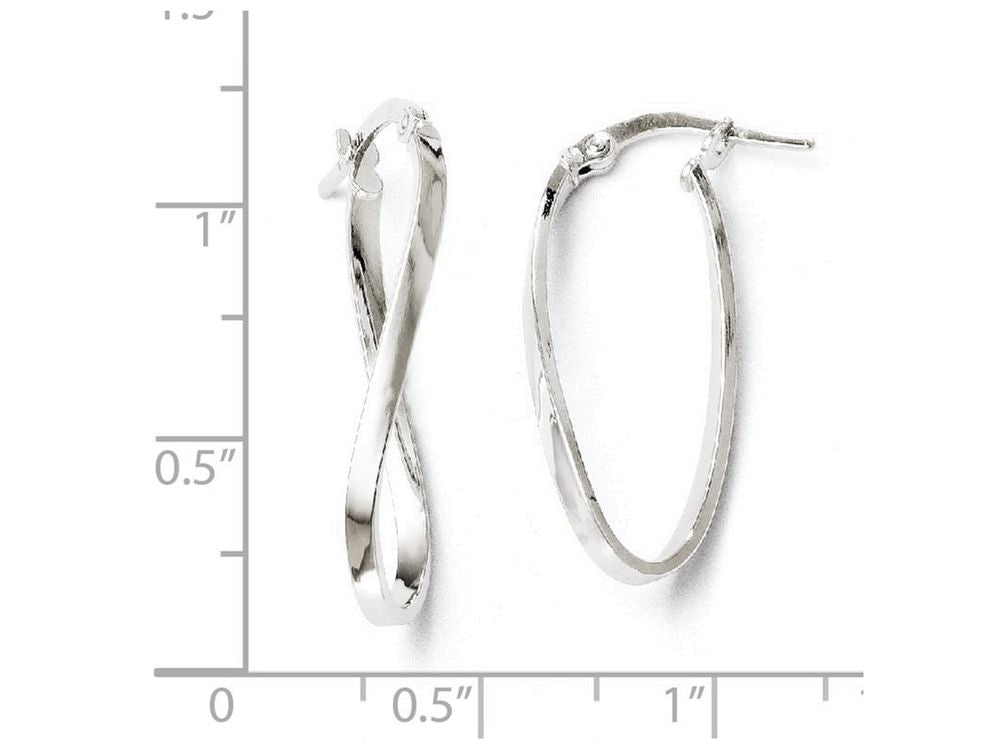 FJC Finejewelers 10k White Gold Polished Oval Hinged Hoop Earrings