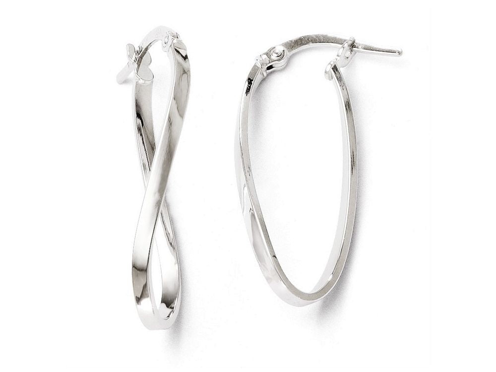 FJC Finejewelers 10k White Gold Polished Oval Hinged Hoop Earrings