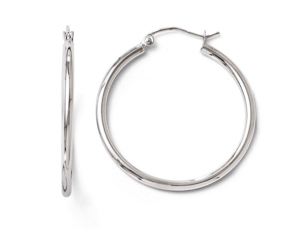 FJC Finejewelers 10k White Gold Polished Hinged Hoop Earrings
