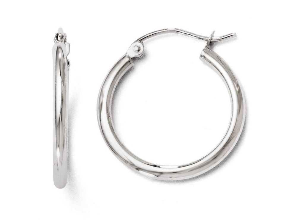 FJC Finejewelers 10k White Gold Polished Hinged Hoop Earrings