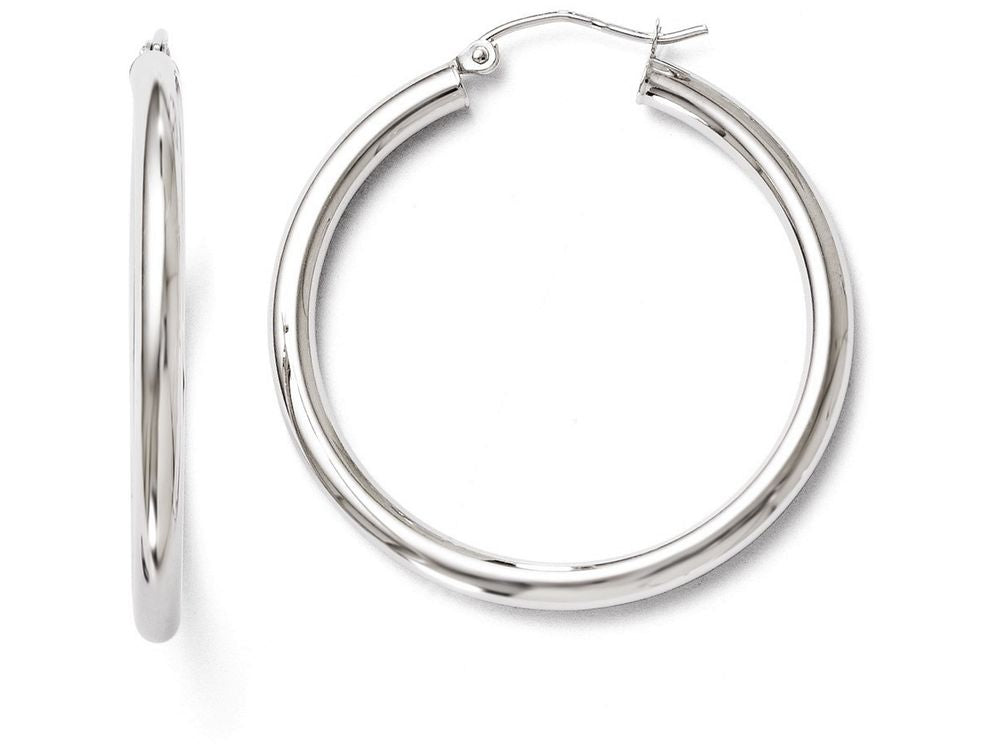 FJC Finejewelers 10k White Gold Polished Hinged Hoop Earrings