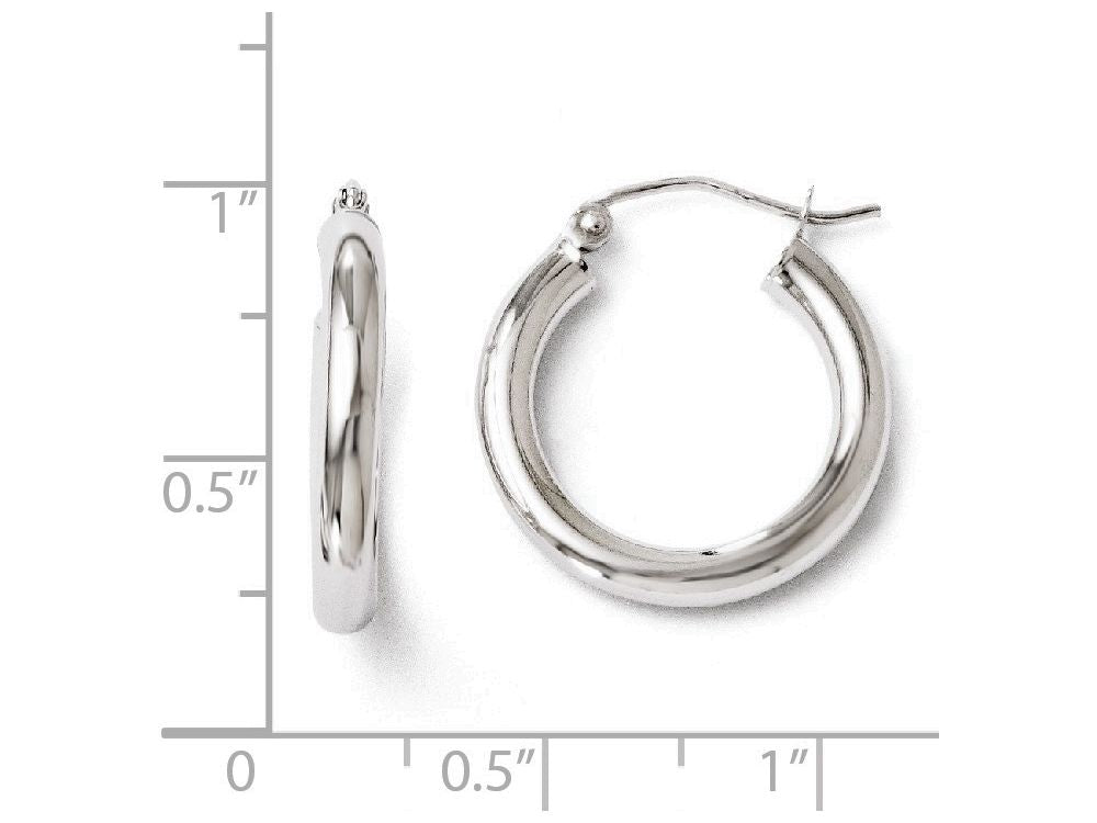 FJC Finejewelers 10k White Gold Polished Hinged Hoop Earrings