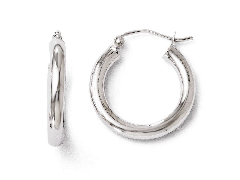 FJC Finejewelers 10k White Gold Polished Hinged Hoop Earrings