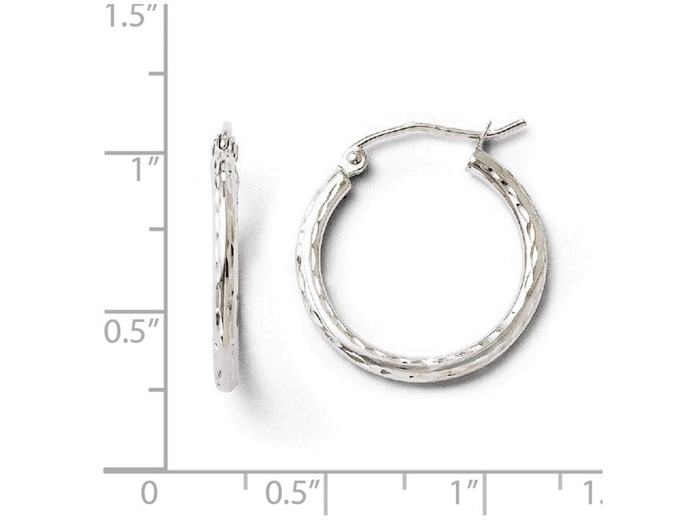 FJC Finejewelers 10k White Gold Bright Cut Hinged Hoop Earrings