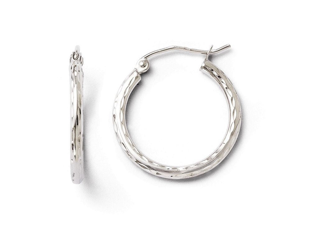 FJC Finejewelers 10k White Gold Bright Cut Hinged Hoop Earrings