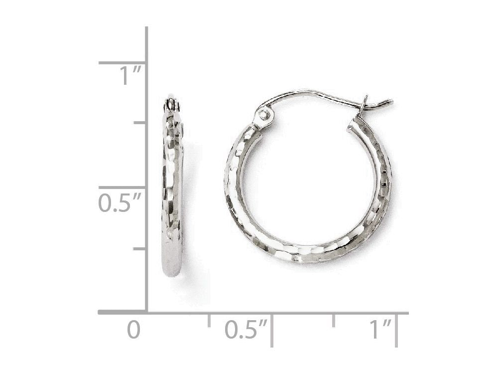 FJC Finejewelers 10k White Gold Bright Cut Hinged Hoop Earrings