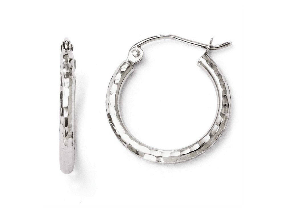 FJC Finejewelers 10k White Gold Bright Cut Hinged Hoop Earrings
