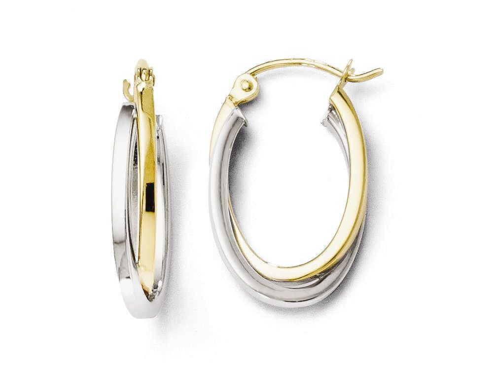 FJC Finejewelers 10k Two-tone Polished Hinged Hoop Earrings