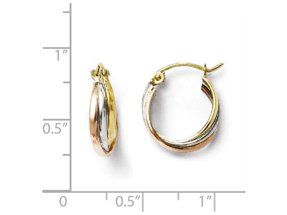 FJC Finejewelers 10k Tri-color Polished Hinged Hoop Earrings