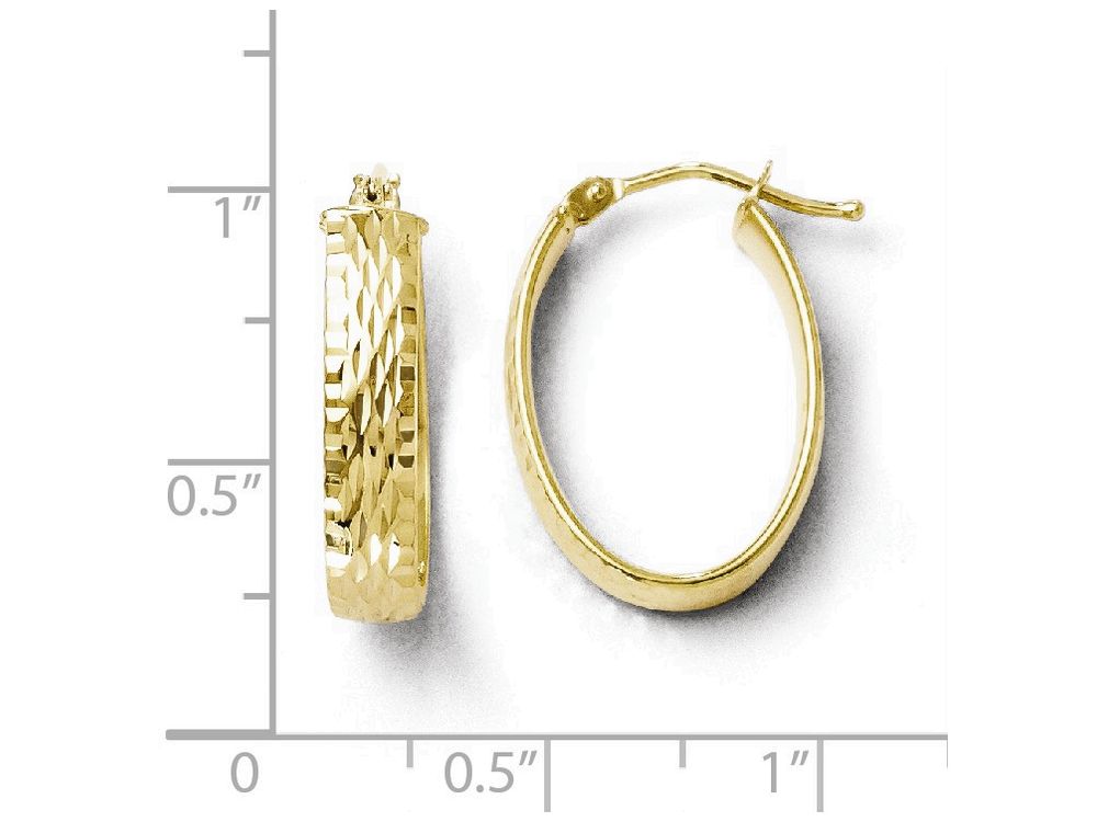 FJC Finejewelers 10k Polished And Bright Cut Oval Hinged Hoop Earrings
