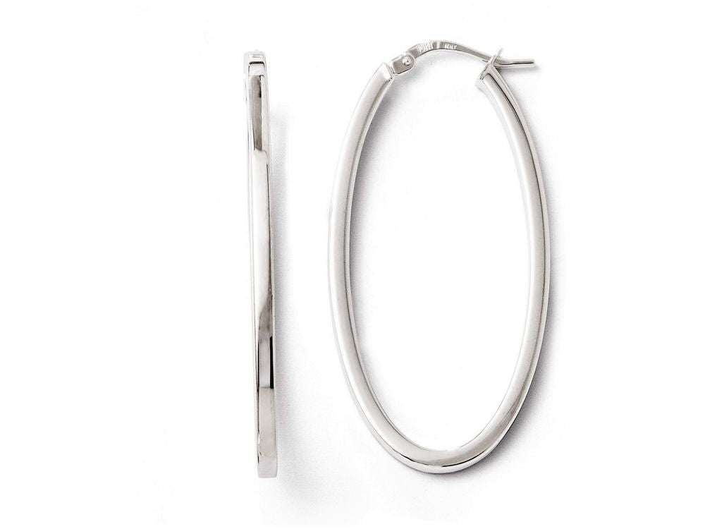 FJC Finejewelers 10k White Gold Polished Oval Hinged Hoop Earrings
