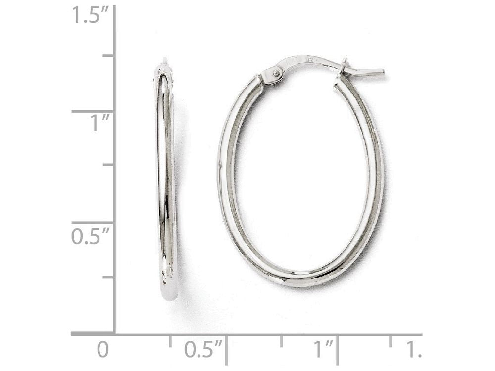 FJC Finejewelers 10k White Gold Polished Oval Hinged Hoop Earrings