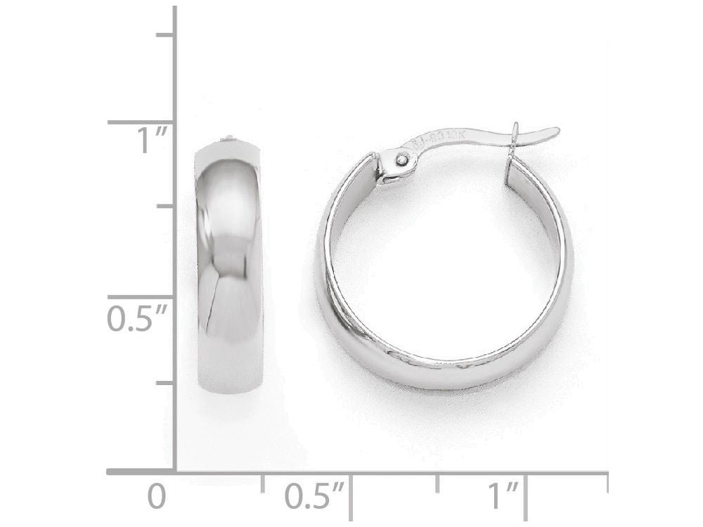 FJC Finejewelers 10k White Gold Polished Hinged Hoop Earrings