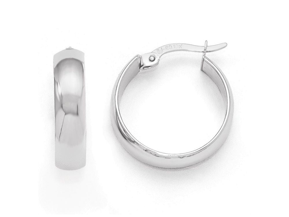 FJC Finejewelers 10k White Gold Polished Hinged Hoop Earrings