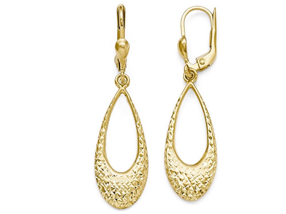 FJC Finejewelers 10k Polished And Bright Cut Dangle Leverback Earrings